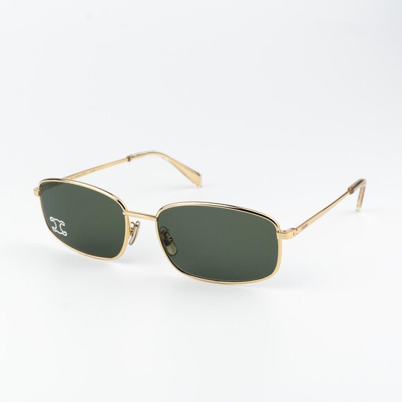 Celine RHINESTONE TRIOMPHE Women Sunglasses Gold Green Rectangle CL40285U  30N - Picture 3 of 15